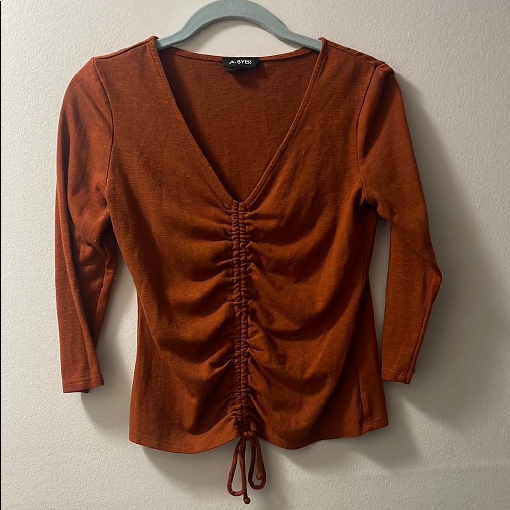 A. Byer Women's Rust Ruched Top